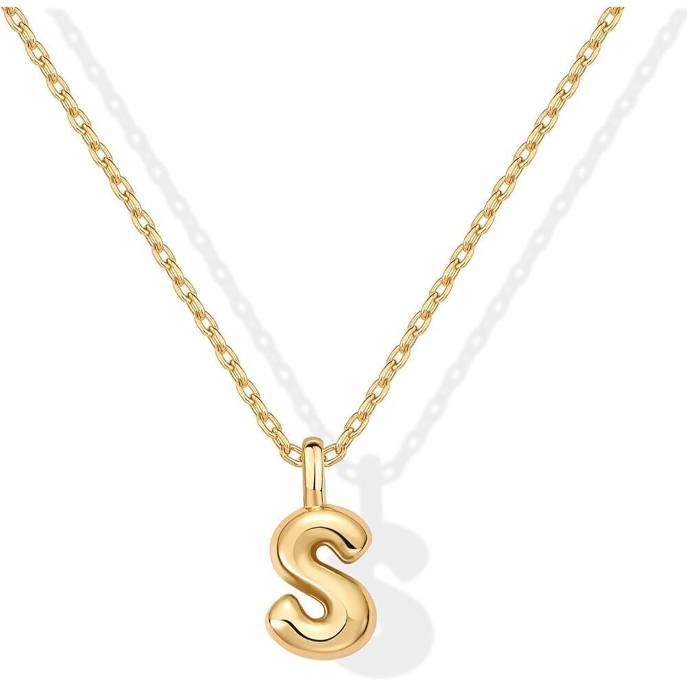 14K Gold Plated Letter Necklace Women Dainty Chunky Alphabet Pendant